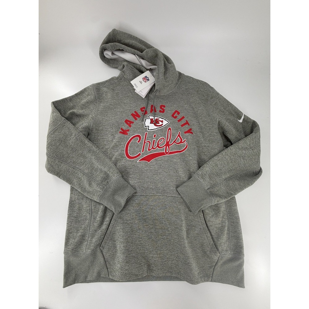 Kansas City Chiefs Nike Men's Team Script Grey Pullover Hoodie Size L Therma Fit